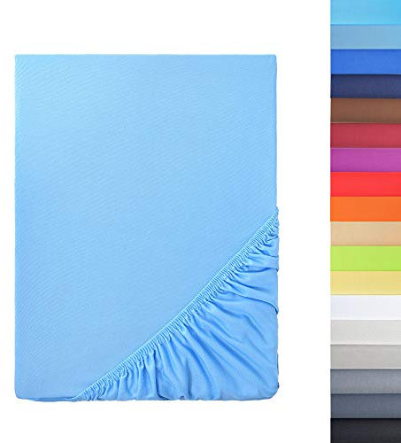 NatureMark - Mikrofaser SPANNBETTLAKEN zum Sparpreis! viele Größen und Farben Markenware (180x200-200x200 cm, hell blau)