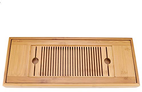 Plateau à thé, plateau de table, plateau de service japonais, gongfu chinois, table à thé, table en bambou pour cérémonie chinoise, longue durée et affûtée, 38 x 15 x 3 cm