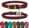 BRONZEDOG Hundehalsband aus gerolltem Leder mit QR-ID-Tag, verstellbar, weiche runde Halsbänder für kleine, mittelgroße und große Hunde, Welpen, Katzen (Burgunder, 23-28 cm)