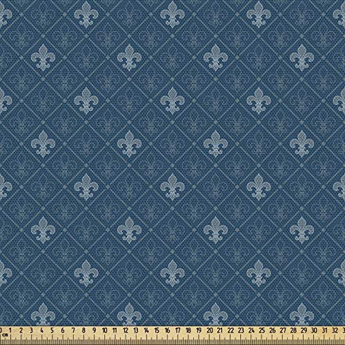 ABAKUHAUS Fleur De Lis Gewebe als Meterware, Mittelalter Design, Dicht Gewebter Stoff zum Nähen Polster Wohnaccessoires, 3M (148x300cm), Blau grau