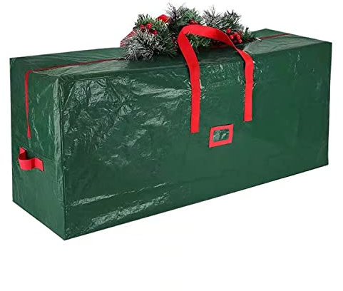 Abnaok Christmas Tree Storage Bag Heavy Duty 600D Oxford Christmas Tree Storage Box Fits Up To 9Ft Tree,Christmas Storage Container Xmas Tree Bag With Reinforced Handles & Zipper (Green 165x38x76cm)