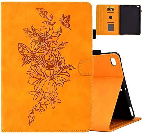 MOKASE Case for iPad 9.7 inch 2017 2018, iPad Air 1/2 Case, Suede Leather Stand Cover, Smart Auto Wake/Sleep Folio Case with Pen Holder & Card Slots for iPad 9.7 inch 2017 2018, iPad Air 1 2, Yellow