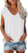 Frauen Cap Sleeve Sommer Casual Tops V-Ausschnitt Einfarbig Casual Shirts Loose Fit Bluse Anime T Shirt Damen