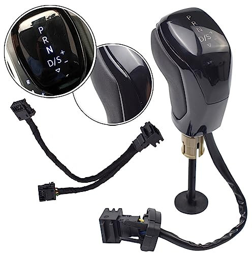 Hacreyatu Automatischer elektronischer LED-Schaltkopf, LHD automatischer Schaltknauf für Polo Golf MK6 MK7 P-assat B7 B8 T-iguan MK2 (weiß-schwarz)