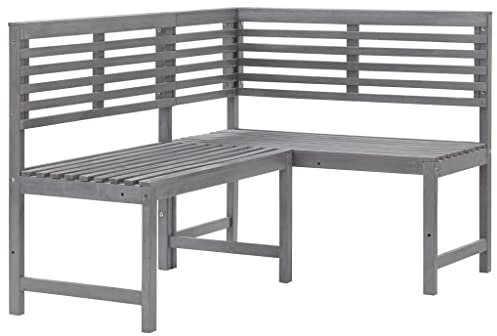 BIGBARLEY Terrassenbänke, Gartenbänke, dekorative Bänke für den Außenbereich,Garten-Eckbank Grau 140 cm Massivholz Akazie