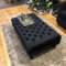 mm08enn Luxury Chesterfield LID Footstool Ottoman Box Pouffe Foot Rest in Plush Fabric and Crushed Velvet Fabric (Black Crushed Velvet Fabric)