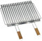 Paluplus Griglia per Barbecue in Acciaio Inox con 2 Manici in Bambù, Misura 56x40 cm, Graticola per Alimenti con sistema di recupero grassi, per Carne, Pesce e Verdure -6400