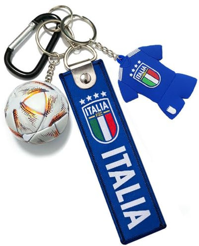 SUPTOFF Collection Fußball-Schlüsselanhänger, Italia, Fußballtrikot, Weltmeisterschaft, Souvenirs, Schlüsselzubehör für Fußballspieler, silber, M