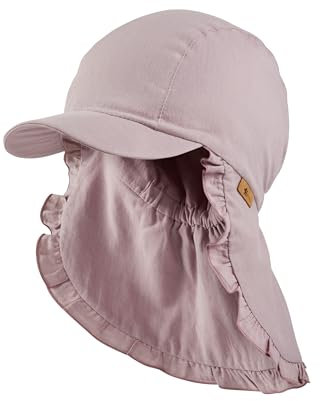 Sterntaler Schirmmütze Nacken gerüscht - Mädchen Mütze aus Baumwolle mit Nackenschutz - UV-Schutz 50+ Sonnenhut mit Rüschenrand - Sommer Kopfbedeckung - Gummiband im Nacken - blasslila, Größe 55