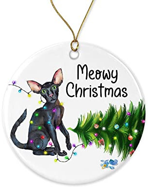 Keramik Weihnachtsbaumschmuck Orientalische Katze Weihnachtsschmuck Weihnachtsbaum Deko Retro Weihnachtsbaum Dekoration Runde Weihnachtsbaum-Anhänger Für Weihnachtsbaum Wände Autoinnenräume