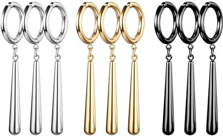 JewelryWe Zoro Ohrringe Ohrclips Herren: 9er Set Edelstahl One Piece Zorro Huggie Creolen Fake Piercing Ohrstecker Clip-On Ohrringe Anime Cosplay Schmuck für Lorenor Zorro Fans Anime-Liebhaber