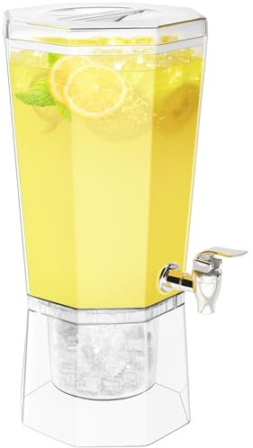 Lifewit 4L Distributeur de Boisson avec Robinet, Lot de 1 Jarre Cocktail en Plastique, Fontaine Cocktail Glacées avec Support pour Jus, Limonade, Soda et Thé
