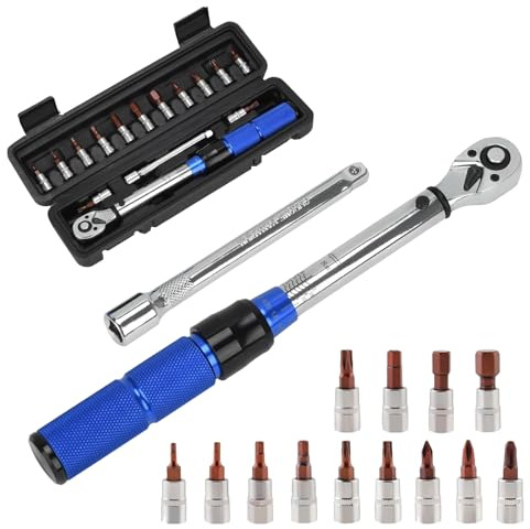 Souvik Chiave Dinamometrica 1/4 di Torsione 2-26 Nm, Precisione ± 3%, Kit Manutenzione Professionale con 100mm Barra di Prolunga, per Bici, Auto, Moto, 14 Bit e Scatola di Immagazzinaggio