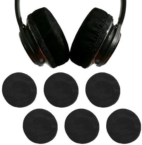 6 Pièces Housse pour Coussinet de Casque Audio, Tissu Élastique et Respirant, Protection Anti-Poussière et Transpiration, Lavable et Réutilisable, Diamètre 2.3 - 3.4 (6cm - 8.5cm), Noir