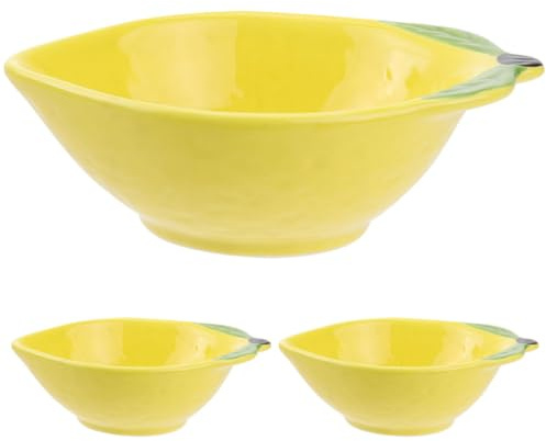 PRETYZOOM Ensemble de 3 Bols à Sauce en Céramique Jaune, Design Profond et Étanche, pour Condiments et Apéritifs Maison