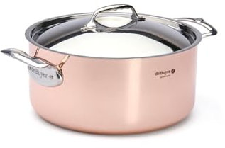 De Buyer - Faitout en cuivre PRIMA MATERA avec couvercle en inox - Diamètre 28 cm -