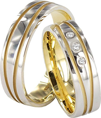 JC TRAURINGE 2 HEARTS COLLECTION 333er EHERINGE 8 KARAT GELB- & WEIßGOLD J125