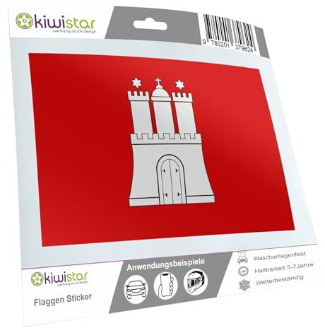 Kiwistar - Aufkleber - Hamburg - Bundesland Deutschland Autoaufkleber Sticker Flagge