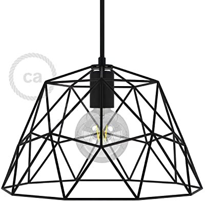 creative cables Lampenschirmkäfig Dome XL aus Metall mit E27-Fassung - Schwarz