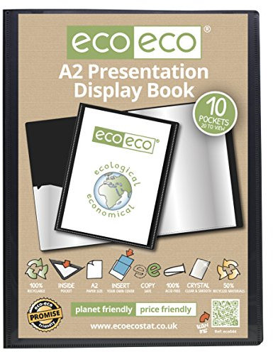 eco-eco A2 50% Recycled 10 Pocket (20 Views) Black Professional Presentation Display Book