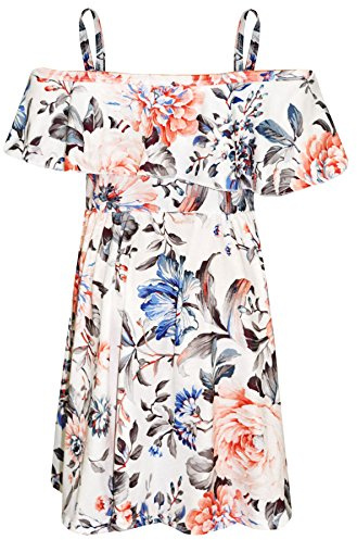 A2Z 4 Kids Girls Skater Dress - Off Shoulder Dress Floral Peach 13