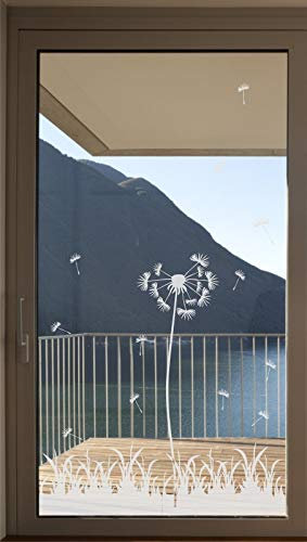 rs-interhandel P3 Pusteblume Glasdekorfolie Glasdekor # Fensterfolie Folie # Größe nach Wahl # Fensterfolie Glasdekorfolie, Größe: 1 Pusteblume ca. 160cm hoch