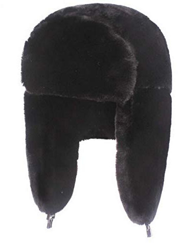 Brcus Damen Wintermütze Ushanka Trapper Pilotenmütze, Winddicht, Skimütze - Schwarz -
