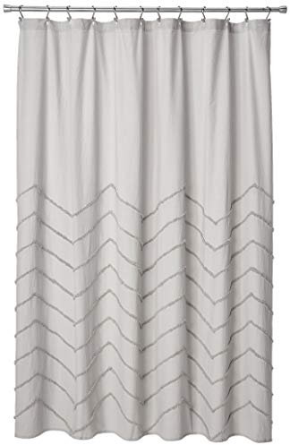 Lush Decor Rideau de Douche en Chenille Chevron, Gris Clair, 72 inches x 72 inches