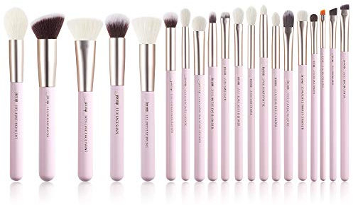 Lot de pinceaux de maquillage Jessup - Pour fond de teint, eyeliner, anti-cerne, tampon - Fabrication artisanale - Poils synthétiques - Kit d'outils de maquillage 20 pièces T291