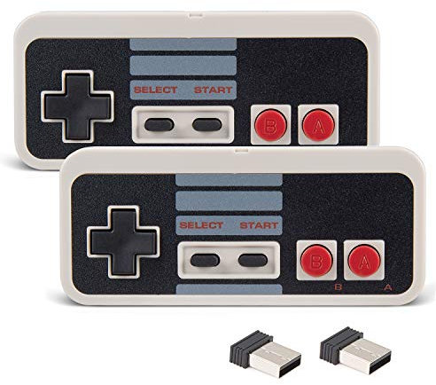 KIWITATA 2 controller wireless NES USB per giochi retrò per PC, 2,4 ghz ricaricabile wireless USB NES controller di gioco emulato per PC Windows Mac Retropie