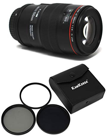 KamKorda Lens Filter Kit 67mm + EF 100mm f/2.8L Macro IS USM Camera Lens, Aperture Range: f/2.8 to f/32, Super Spectra Coating, Focus Range Limiter + 2 Year Warranty
