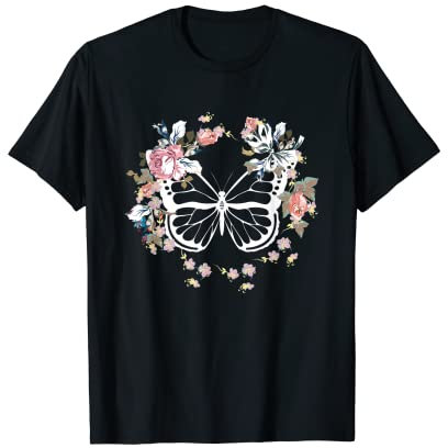 Schmetterling Blumen Blumenkranz Boho T-Shirt