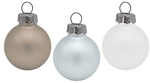 Koopman International b.v Christbaumschmuck Weihnachtskugeln Weiß Blau Taupe Mix Glas Ø 2,5 cm Deko 24 Stück
