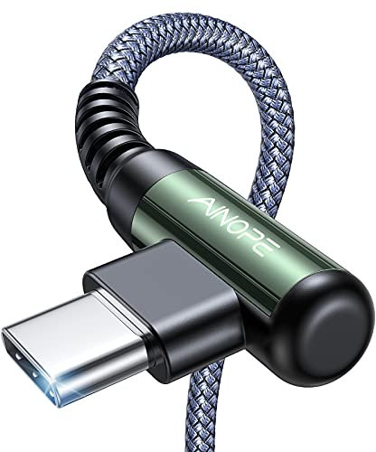 AINOPE USB-C-Ladekabel 2M, 3.1 A Schnellladung, Rechtwinkliges USB-C-Kabel, Langlebiges Nylongeflochtenes USB-C-Ladekabel, Kompatibel für Samsung S10 S9 S8 Plus Note 10 9 8 A3 A5 2017 LG G5 G6
