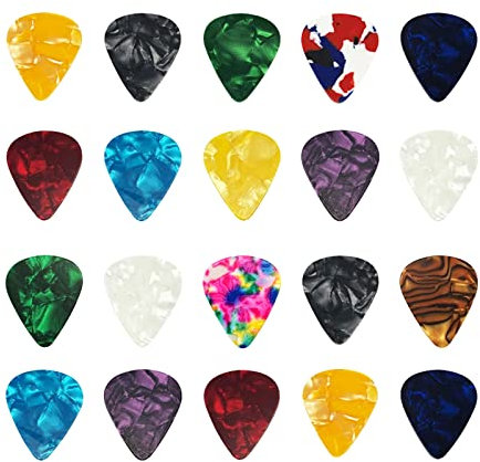 AONAT 20 Stück Plektren Gitarre, Celluloid Guitar Picks 0.46-1.20mm 4 verschiedene Stärke Plektrum für Akustikgitarre, E-Gitarre, Ukulele, Bass, Guitar Picks, Zubehör für Gitarre