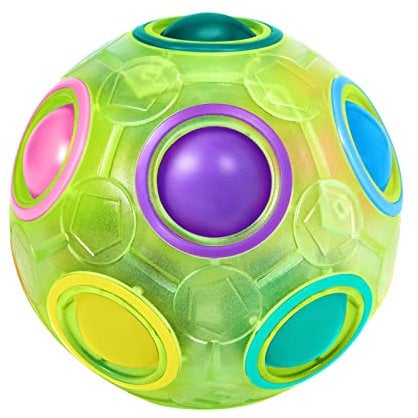 ROXENDA Magic Ball Rainbow Ball, Skill Game Puzzle Ball - Brain Teaser & Stress Ball for Children and Adults (Light Green)