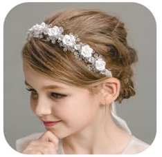 IYOU Hochzeit Gemeinschaft Haarteil Weiß Blume Stirnband Kristall Braut Haarrebe zum Prinzessin Blumenmädchen Brautjungfer