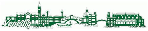 Skyline4u Venedig Skyline Aufkleber Sticker Autoaufkleber City Gedruckt - 15x2,9cm grasgrün