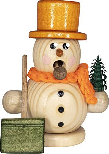 weigla Räuchermann Schneemann Natur mit Schippe original Erzgebirge I Räucherfigur aus Holz I Höhe 8 cm I Weihnachtsdeko I schöne Geschenkidee I Dekoration innen I Weihnachten I Räuchermännchen