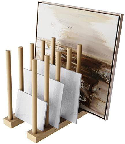 UNZERO Étagère de rangement en bois pour tableaux de toile, panneau, cadre, planche à dessin, imprimés, bloc de papier, plaque arrière (21,1 cm P x 38,1 cm l x 34,8 cm H)