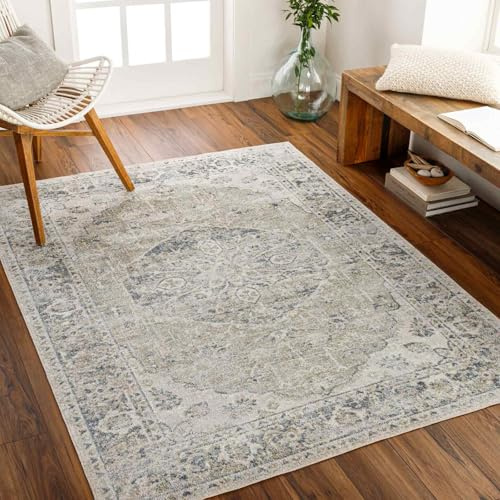Livabliss Amayra Vintage Rug, Boho – 160x213 cm, Grey, Olive, Blue & Ivory