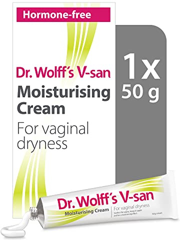 Dr Wolff’s V-San Moisturising Cream For Vaginal Dryness 50g | Vaginal Moisturiser For Daily Use | Prevent Itching & Dryness | Soothing Hormone Free Vaginal Cream| Dual Effect Vaginal Dryness Treatment