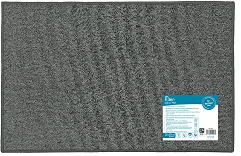 JVL Eden Machine Washable Latex Backed Doormat, 50x80cm,Grey