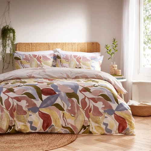 furn. Amarosa Duvet Cover Set – Hand-Painted Abstract Floral Reversible Bedding (Plaster – Double)