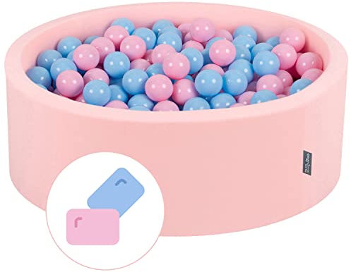 KiddyMoon Bällebad Bällepool Mit Bunten Bällen 90X30cm/200 Bälle ∅ 7Cm Für Babys Kinder Rund, Bubblegum:Puderrosa/Babyblau