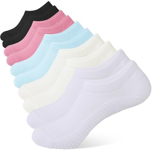 YOJOOM Calzini da ginnastica da donna 35-38 39-42, calzini da ginnastica con silicone antiscivolo, calzini corti imbottiti, invisibili, Misto 5 coppie, 39-42