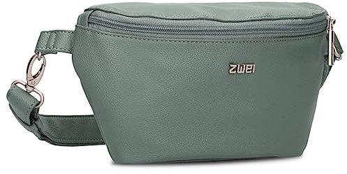 Zwei Damen Hip Bag Mademoiselle.M MH4 Bauchtasche 25 cm 1 Liter aus hochwertigem Kunstleder, Crossbody Bag wasserabweisend, 3-in-1 Bequeme Brusttasche, Gürteltasche & Hüfttasche (Eucalyptus)