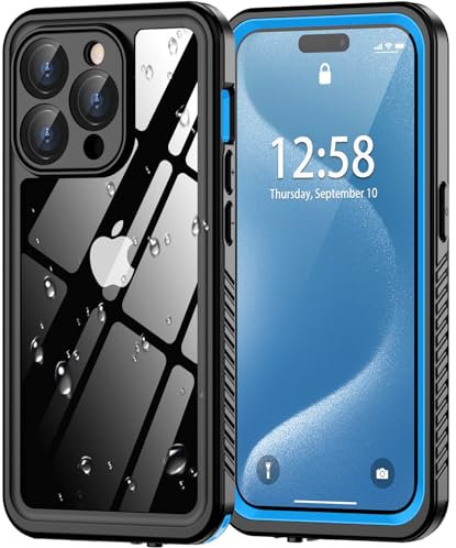 Oterkin iPhone 15 Pro Case - Waterproof, Built-in Screen Protector, Military Shockproof, IP68 Underwater, 360°Full Body Sealed Protection