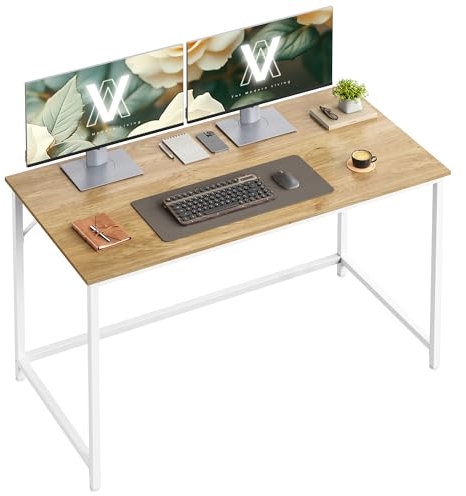 VASAGLE Tisch, Computertisch, Bürotisch, 120 x 60 x 76 cm, für Arbeitszimmer, Schlafzimmer, Wohnzimmer, natureichenfarben-perlweiß LWD039W70V1