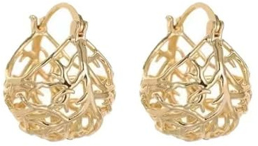 TianWlio Ohrringe Damen Elegante Damenschmuck Mode-Cutout-Ohrringe, vergoldete Cutout-Kugel-Ohrringe, Ohrringe, runde Cutout-dünne Ohrringe, handgefertigte Jewelry Ohrstecker Damen (Gold, One Size)